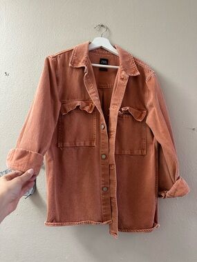 Zara Rust Shacket with Front Pockets